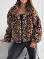 Leopard Faux Fur Cropped Jacket