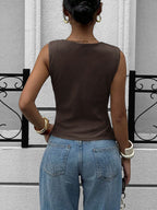 Livia mouwloze top met watervalhals