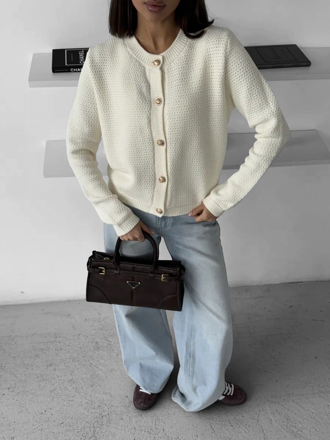 Cardigan Rosie met Goudkleurige Knopen